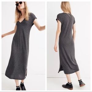 Madewell Gray Horizon Midi Dress V Neck